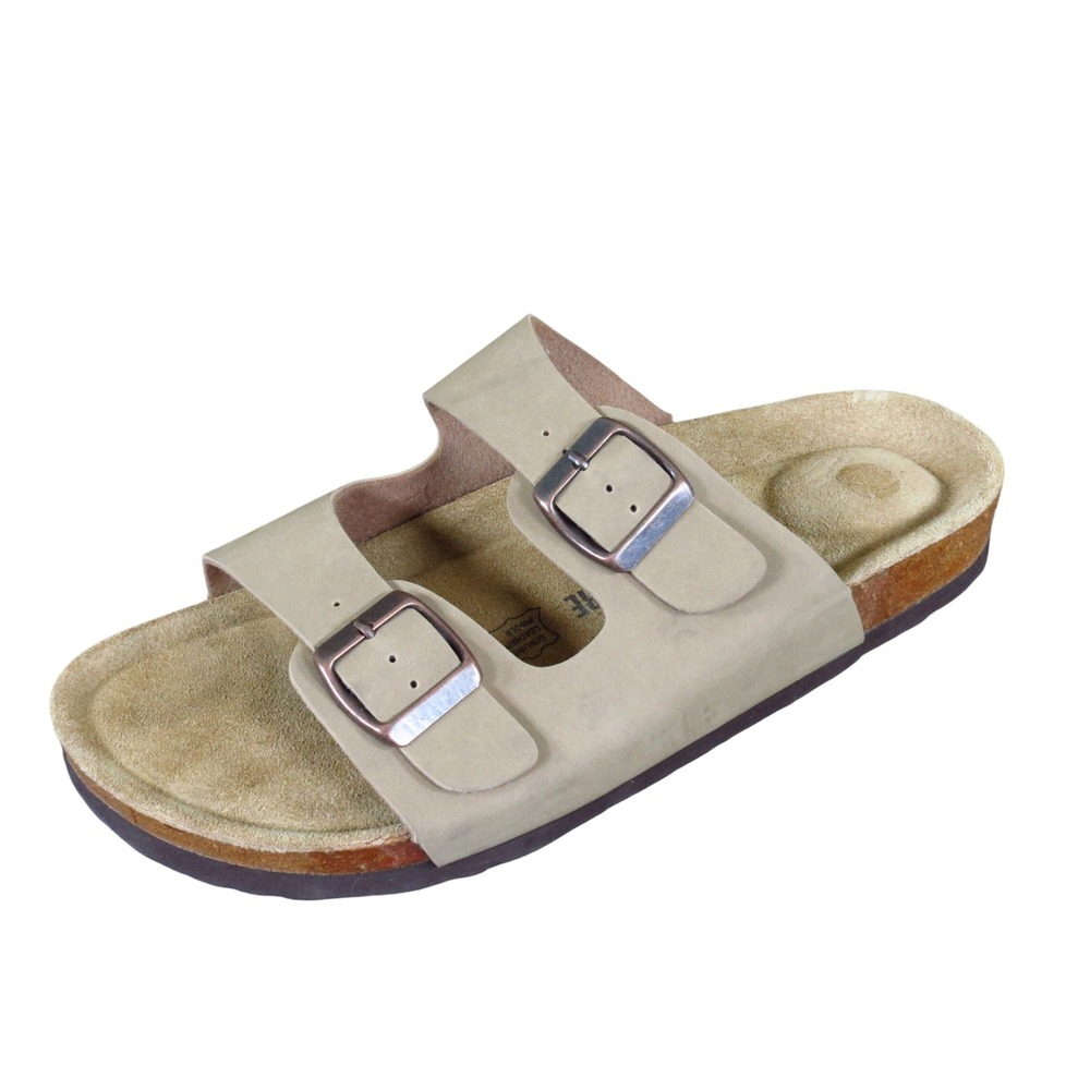 Cushionaire Lane Women Slide Sandals Size 11 Walking Comfort Tan Vegan Leather